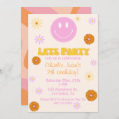 Retro Smiley Invitation Kaart (Voorkant / Achterkant)