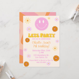 Retro Smiley Invitation Kaart