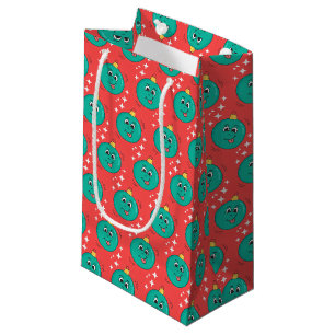 Retro smiley kerstbal cartoon klein cadeauzakje