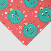 Retro smiley kerstbal cartoon tissuepapier (Detail)