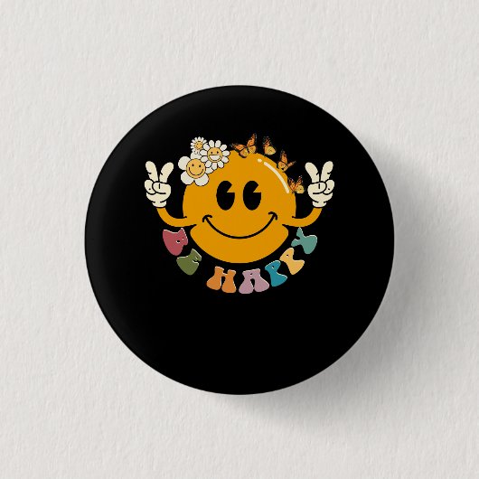 Retro Smiley Smile Face Be Happy Face Trendy Have Ronde Button 3,2 Cm (Voorkant)