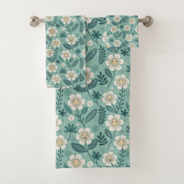 Retro Smiling Daisies Patroon – Groovy 70s Boho Bad Handdoek