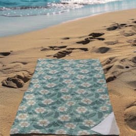 Retro Smiling Daisies Patroon – Groovy 70s Boho Strandlaken