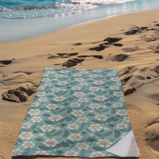 Retro Smiling Daisies Patroon – Groovy 70s Boho Strandlaken