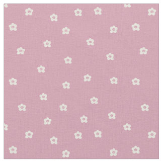  Retro Smiling Flower Pattern in Cream and Rosa Stof