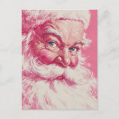 Retro Smiling Santa Claus Pink Vintage Christmas Briefkaart (Voorkant)