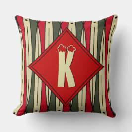 Retro snaarkunst in kerstkleuren - monogram kussen