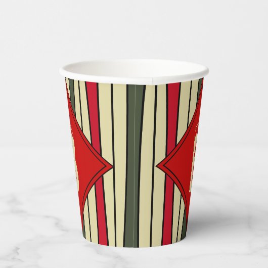 Retro snaarkunst in kerstkleuren - monogram papieren bekers (Rechts)