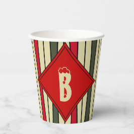 Retro snaarkunst in kerstkleuren - monogram papieren bekers