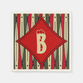 Retro snaarkunst in kerstkleuren - monogram servet