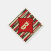 Retro snaarkunst in kerstkleuren - monogram servet (Hoek)