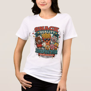 Retro Snack Kwaliteitsinspecteur Vintage Cartoon E Tri-Blend Shirt