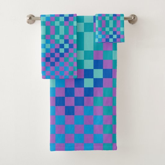 Retro Snake Checker Geruite Patroon Bad Handdoek (Insitu)