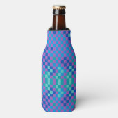 Retro Snake Checker Geruite Patroon Flesjeskoeler (Fles Voorkant)