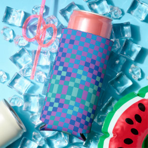Retro Snake Checker Geruite Patroon Seltzer Blikjeskoeler