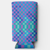 Retro Snake Checker Geruite Patroon Seltzer Blikjeskoeler (Voorkant)