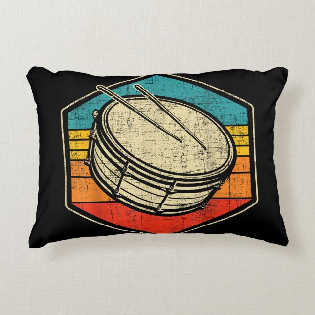 Retro  Snare Drum - Marching Band Drumline Accent Kussen (Voorkant)