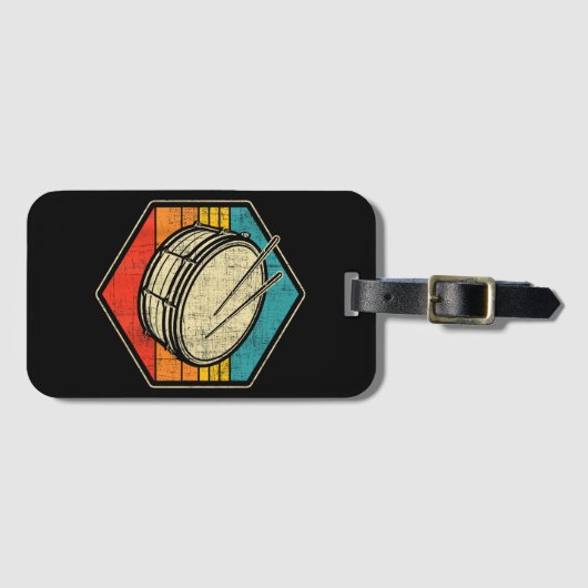 Retro  Snare Drum - Marching Band Drumline Bagagelabel (Voorkant (horizontaal))