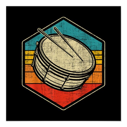 Retro Snare Drum - Marching Band Drumline Perfect Poster (Voorkant)