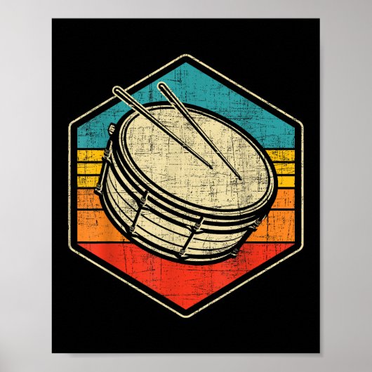 Retro  Snare Drum - Marching Band Drumline Poster (Voorkant)