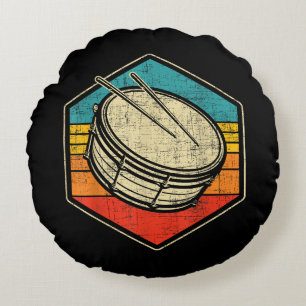 Retro  Snare Drum - Marching Band Drumline Rond Kussen