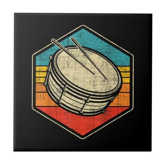 Retro Snare Drum - Marching Band Drumline Tegeltje (Voorkant)