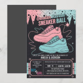 Retro Sneaker Ball Uitnodiging 90s Gender Reveal (Voorkant / Achterkant)