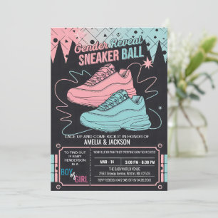 Retro Sneaker Ball Uitnodiging 90s Gender Reveal