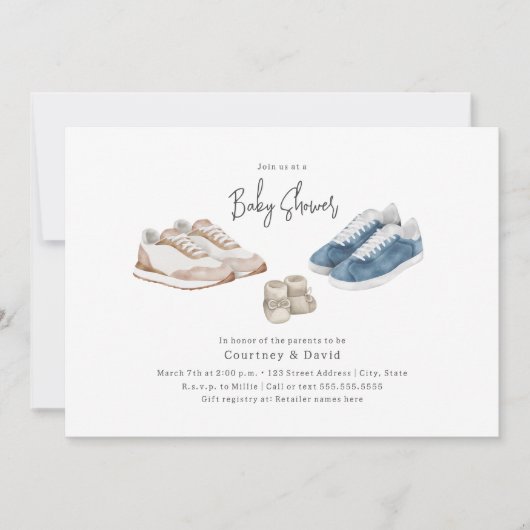 Retro  Sneaker Shoes Baby shower Kaart (Voorkant)