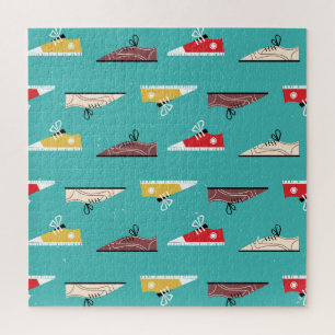 Retro sneakers: naadloos patroon. legpuzzel
