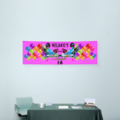 Retro Sneakers Swirls ballonnen Sweet 16 Naam toev Spandoek (Beurs)