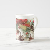 Retro Sneeuw Kerstmis Pinecone Lint Ontwerp Porselein Kop (Voorkant rechts)