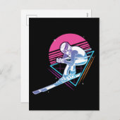 Retro sneeuw van 80 jaar Ski Feestdagenkaart (Voorkant / Achterkant)