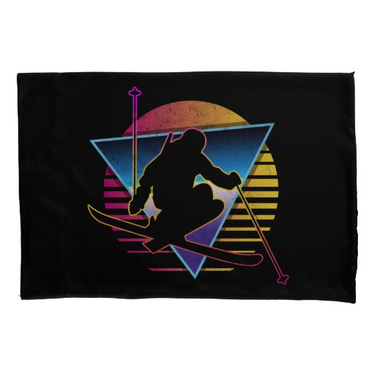 Retro sneeuw van 80 jaar Ski Kussensloop (Voorkant)