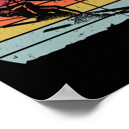 Retro  sneeuw van 80 jaar Ski Sunset Poster (Hoek)