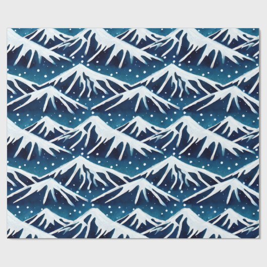 Retro Sneeuwblauwe bergen Cadeaupapier (Vlak)