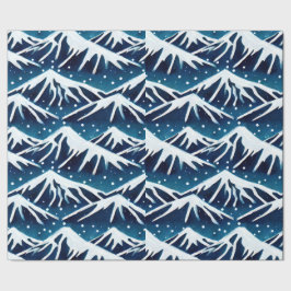 Retro Sneeuwblauwe bergen Cadeaupapier