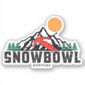 Retro Sneeuwbowl Ski Sticker (Voorkant)