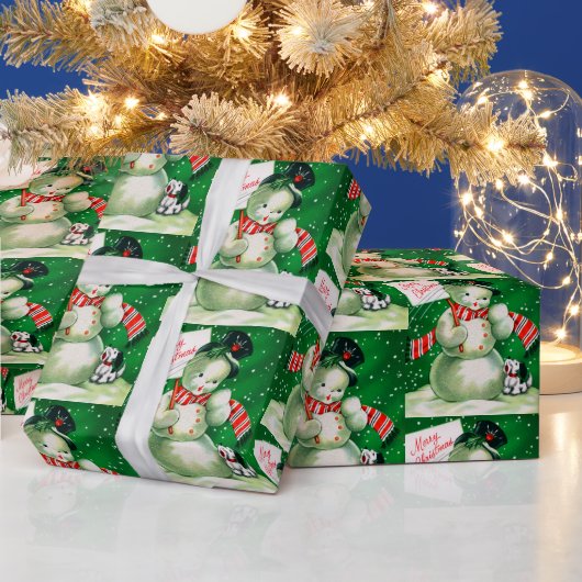 Retro sneeuwfeestdag cadeaupapier (Feestdagen)