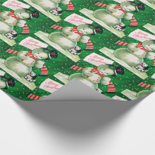 Retro  sneeuwfeestdag cadeaupapier (Hoek)