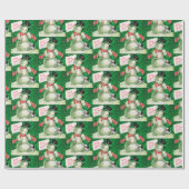 Retro sneeuwfeestdag cadeaupapier (Vlak)