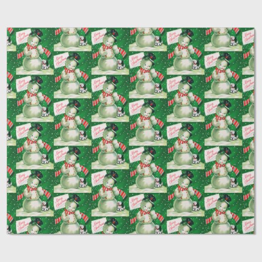 Retro sneeuwfeestdag cadeaupapier (Vlak)