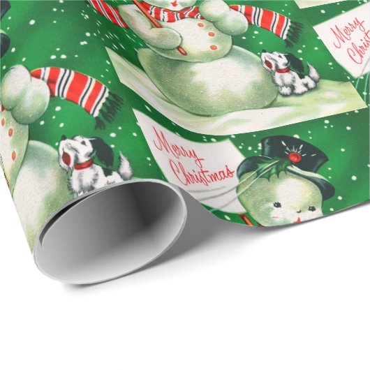 Retro  sneeuwfeestdag cadeaupapier (Rol Hoek)