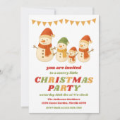 Retro Sneeuwman Bewerkbare Kerstfeest Uitnodiging (Voorkant)