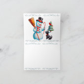 Retro Sneeuwman, Cute Hond, Rode Kardinaal En Bome Feestdagen Kaart (Binnen)