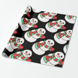 Retro Sneeuwman die Zwaait Inpakpapier