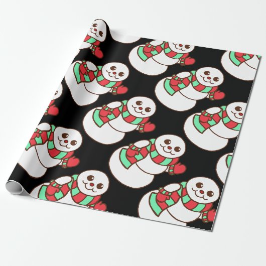 Retro Sneeuwman die Zwaait Inpakpapier (Uitgerold)