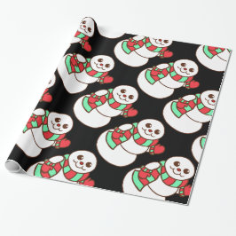 Retro Sneeuwman die Zwaait Inpakpapier