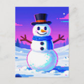 Retro Sneeuwman Glitch Briefkaart (Voorkant)