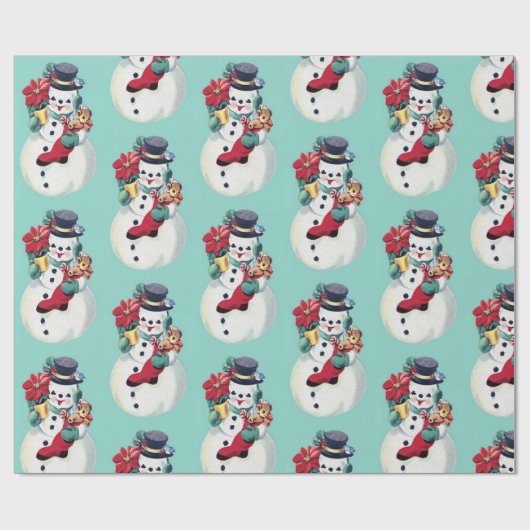 Retro sneeuwman inpakpapier (Vlak)